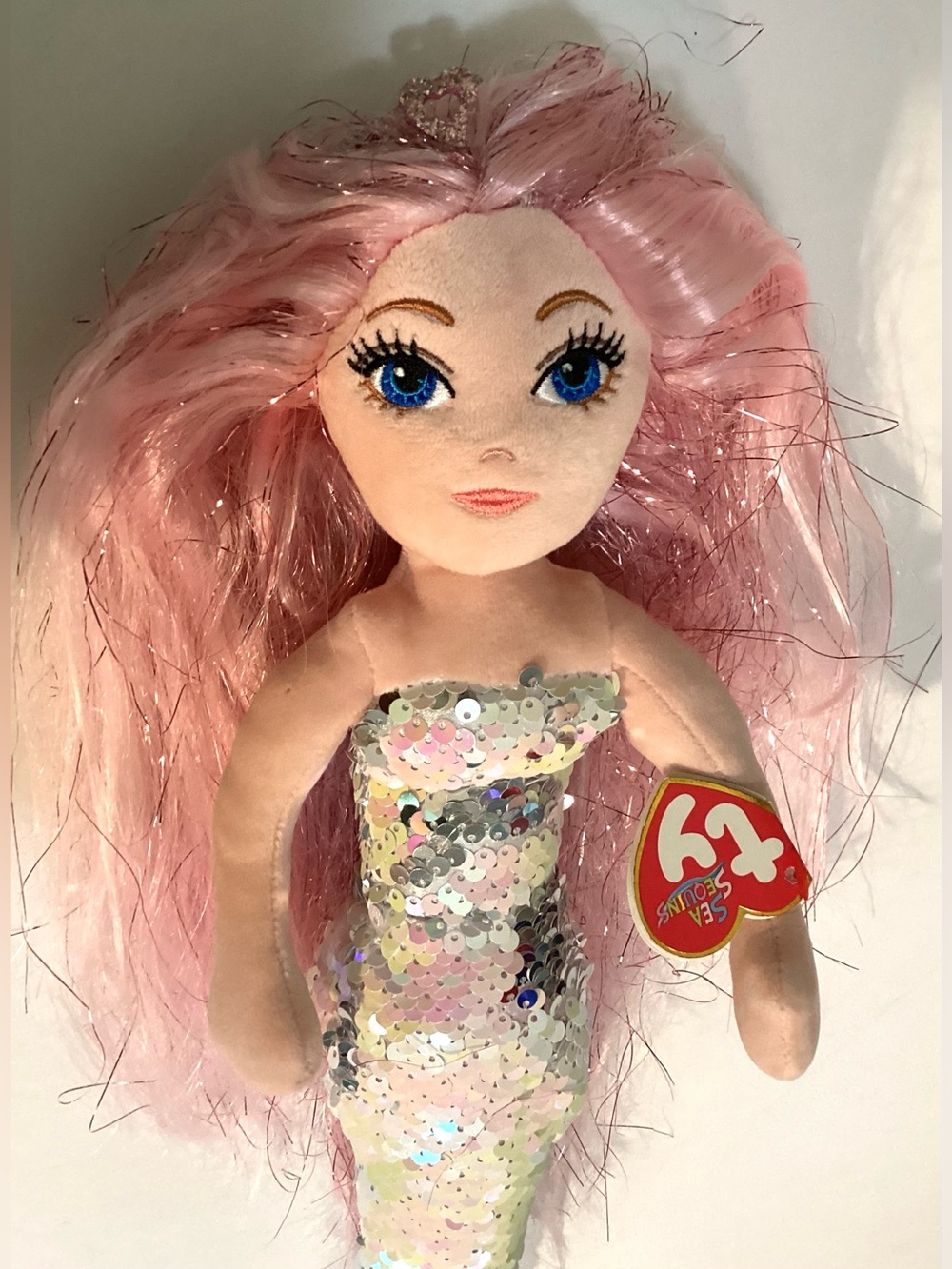New Ty sparkling pink hair mermaid doll Cora 20”